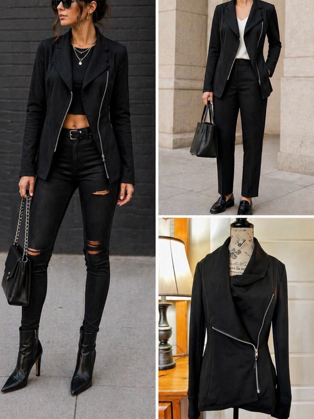 Matilda Jane Laia Ponte Asymmetrical Zip Jacket Black Moto Cowl Neck Sz S💛